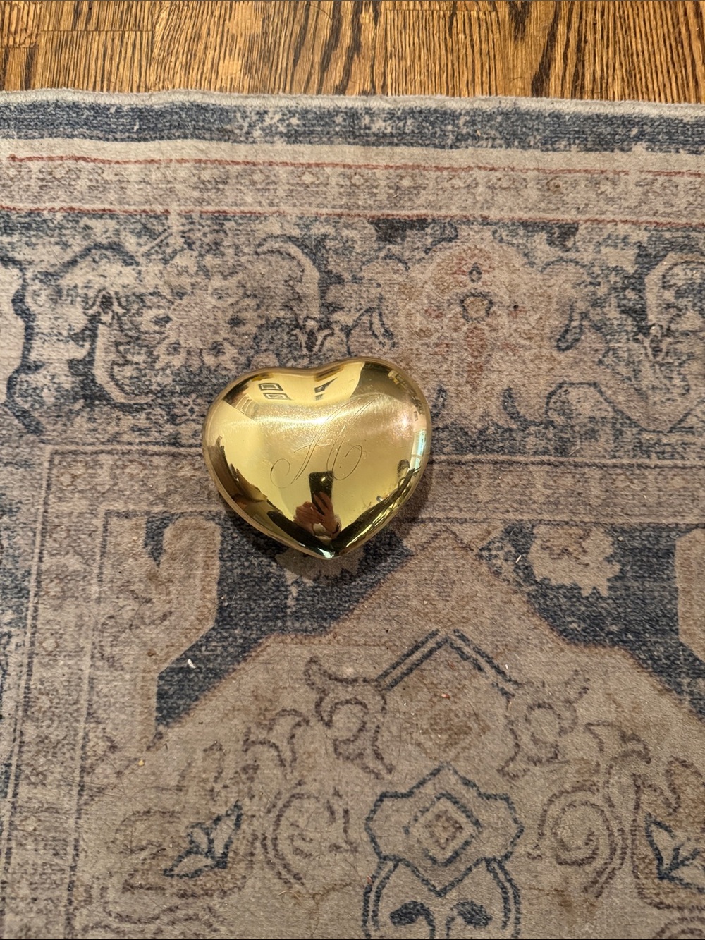 Gently used Antique Gold Heart Trinket Box - Shiny Metallic Heart